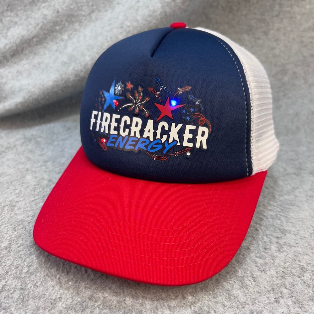 Firecracker Energy Unisex Red Blue Way To Celebrate Light Up Trucker Hat OSFM